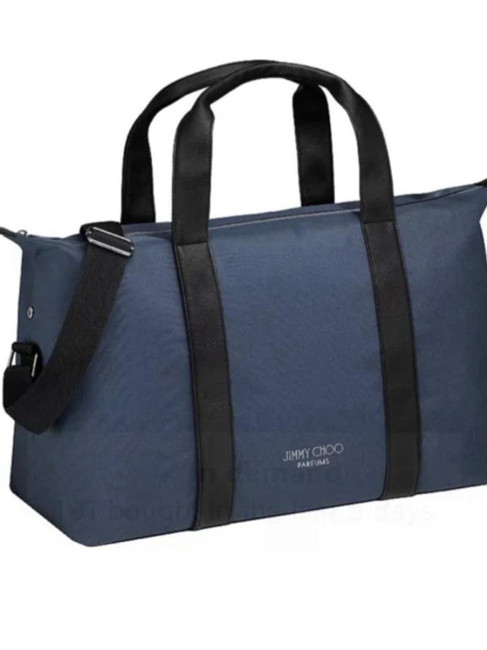 Jimmy Choo Blue Canvas Duffel with Black Trim
